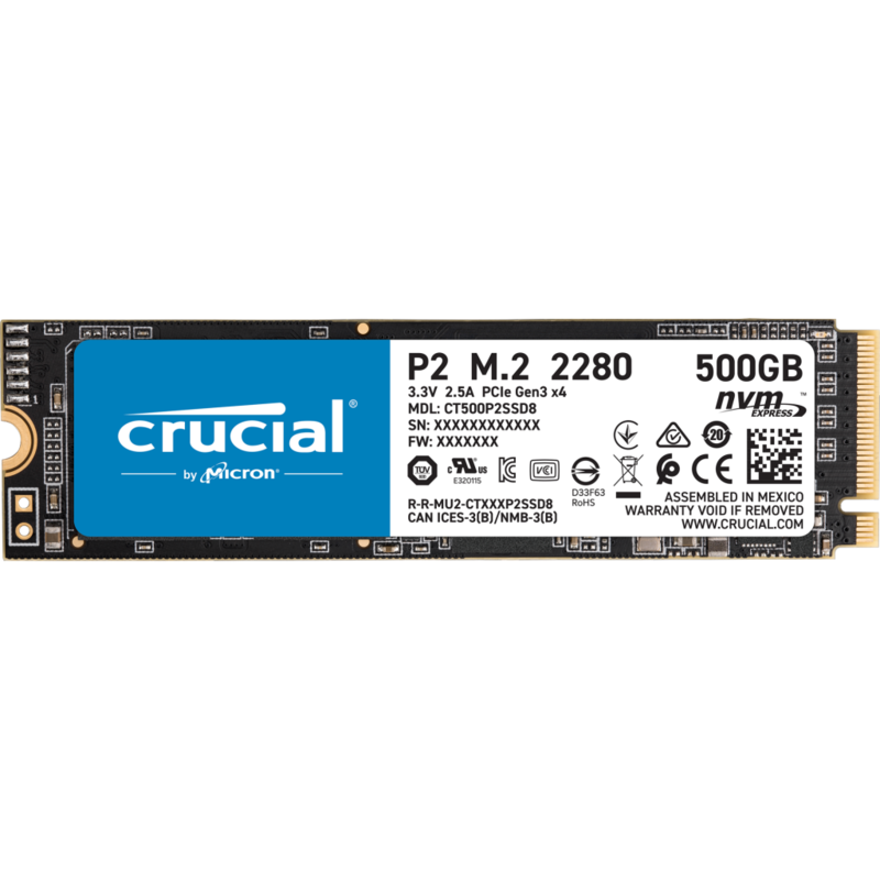 Накопитель SSD Crucial P2 NVMe 500GB M.2 2280