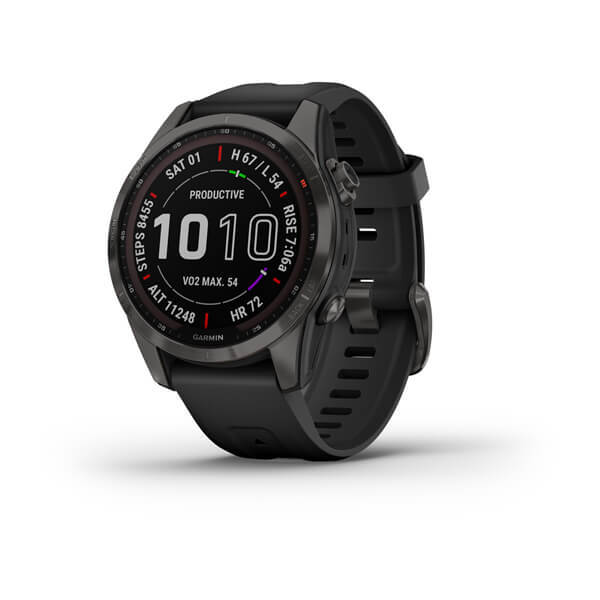 Смарт-часы Garmin Fenix 7S Solar Sapphire темно-серые + черный ремешок