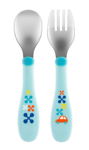 Набор столовых приборов Chicco Metal Cutlery 18м+ голубой